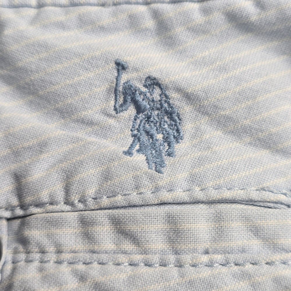 U.S. Polo Assn Chino Shorts Mens W40 Light Blue Striped Relaxed Fit Cotton - Picture 7 of 10
